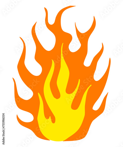 yellow and orange cartoon fire flame icon isolated 