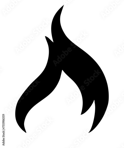 black outline fire flame icon logo isolated	 photo