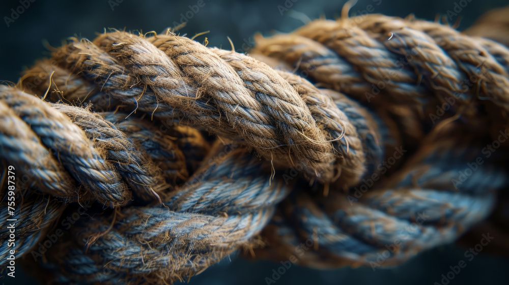 Close-up of a twisted jute rope knot. Close-up of a twisted jute rope knot.