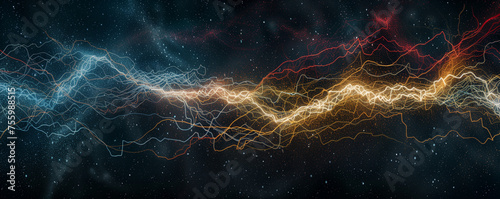 The expanse brims with a myriad of multicolored bolts of electricity. photo