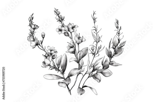 Detailed black and white illustration of a plant  suitable for various design projects.