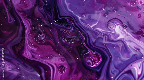Detailed close-up of swirling purple and black liquid, perfect for science or abstract backgrounds.