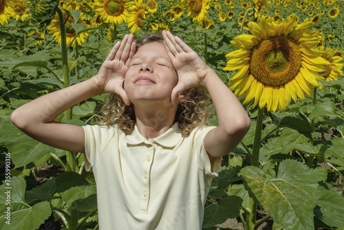 girl in the field of sunflowers
