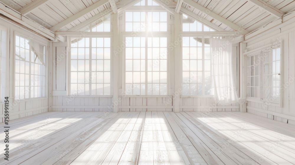 An empty room with numerous windows. Suitable for real estate or interior design concepts. An empty room with numerous windows. Suitable for real estate or interior design concepts.
