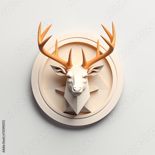 3D statue of a deer, Illustration of a deer in a circle, hunting theme, beautiful picture, christmas, new year, photo