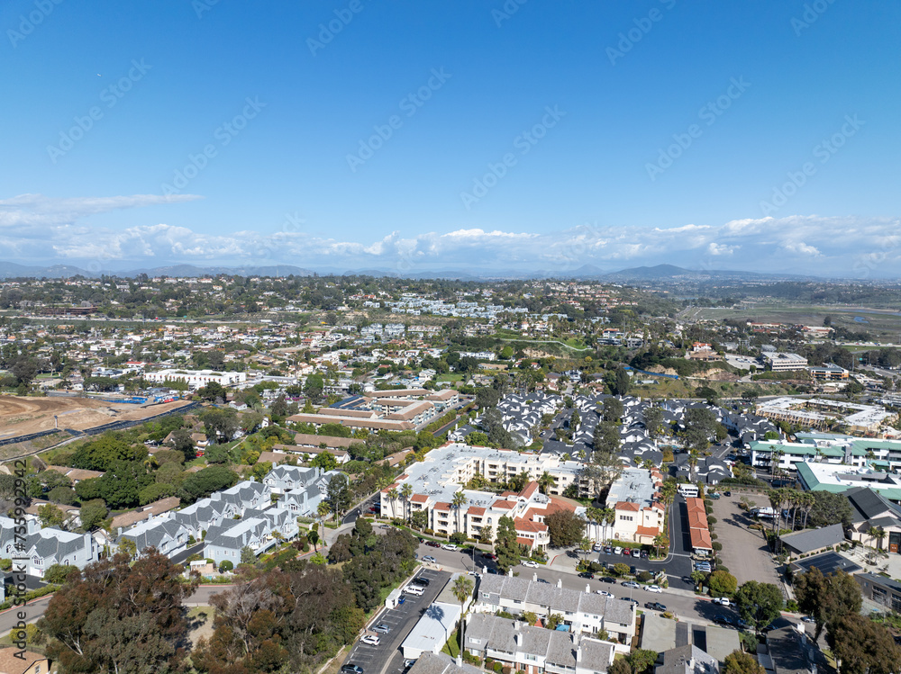 Aerial view of Solana Beach, coastal city in San Diego County, South California. USA