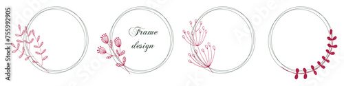 Flower frame. Wedding invitation card template. Frames with wildflowers. 
