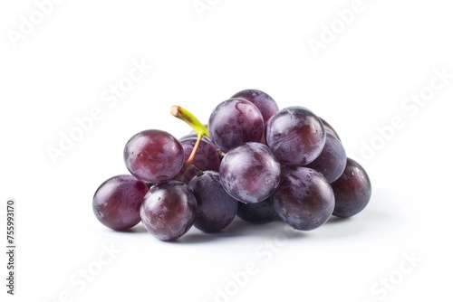 Fresh bunch of grapes on a clean white surface, perfect for food and beverage concepts.