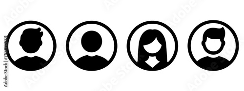 Set of silhouette avatars. Male and female face silhouette. People avatar profile. Man and woman portraits. Vector illustration photo