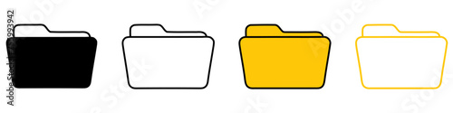 Folder Icons Set on White Background. Line Style Vector