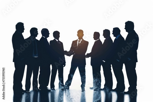 A group of business people standing in a line. Suitable for corporate and teamwork concepts.