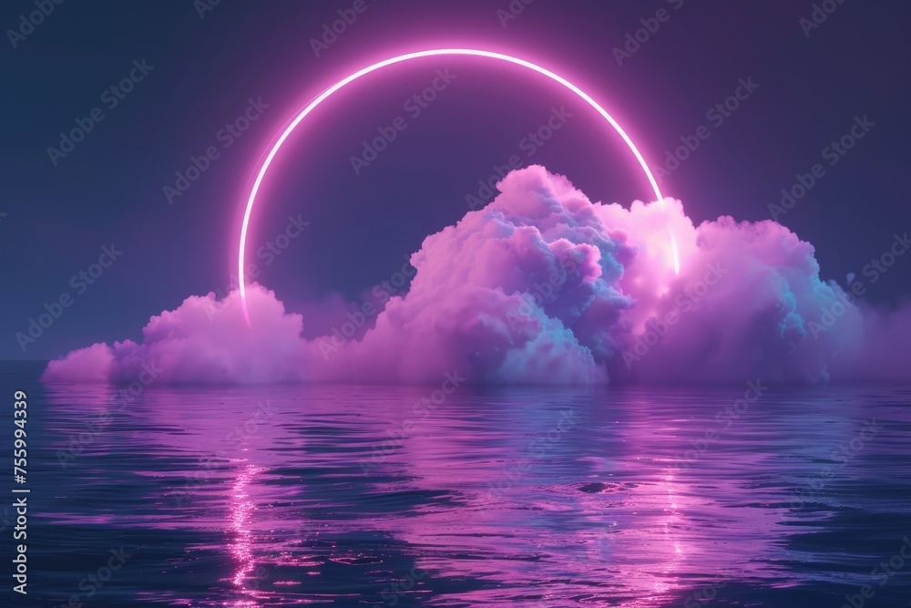 Beautiful pink and purple sunset reflecting on water, perfect for travel or nature concepts.