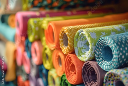 A vibrant pile of colorful fabrics, perfect for textile backgrounds.