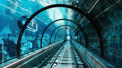 Underwater tunnel with automated transit pods connecting cities