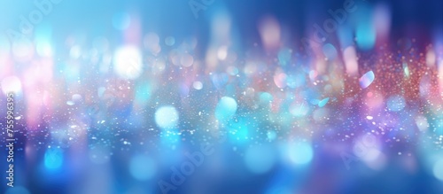 Blurred Light Blue Background with Colorful Shining . © Vusal