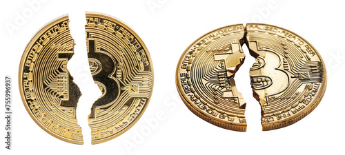 Bitcoin halving isolated on transparent background.