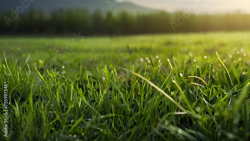 Lush green grass meadow background
