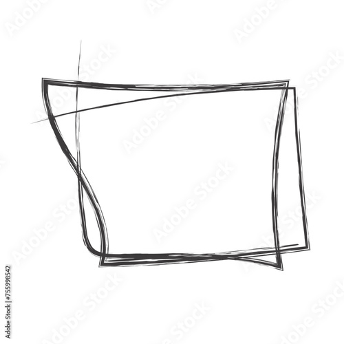 Hand drawn square frames in sketchy style. Rectangular handdrawn grungy borders. Vector illustration of pencil outline stroke framework box. Collection of doodle school draft frames 