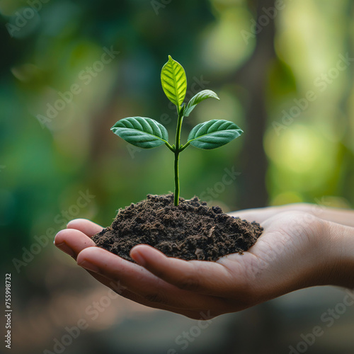 Eco-conscious hands nurture a tree sapling, emphasizing the significance of personal commitment to sustainability and environmental health