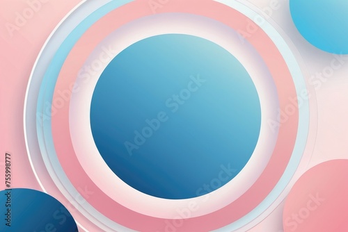 Abstract minimalist circle pattern dominating the composition, varying sizes and transparent overlaps, subtle gradient from pastel pink to serene blue, vector illustration for a sleek wallpaper