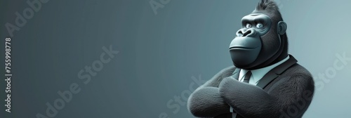 Pensive gorilla in a suit, a humorous juxtaposition of animal instincts and human sophistication 
