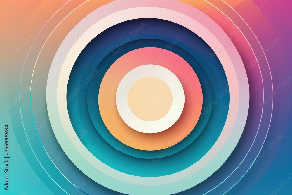 Circle-centric abstract composition for a trendy background, featuring minimalist design elements, concentric shapes and soft gradient transitions, vector illustration suitable for wallpapers, banners