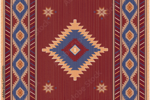 Native American Style Rug Beautiful Ethnic abstract Navajo tribal vector seamless pattern. Native Indian ornament. folk embroidery, and Mexican style.Azte geometric art.