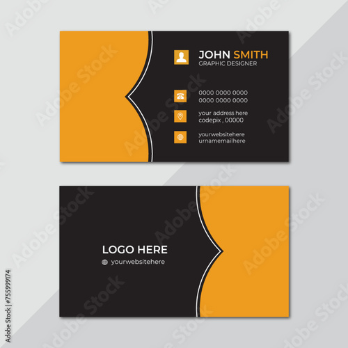 Collection of 1 horizontal Business card template design with front and back presentation.