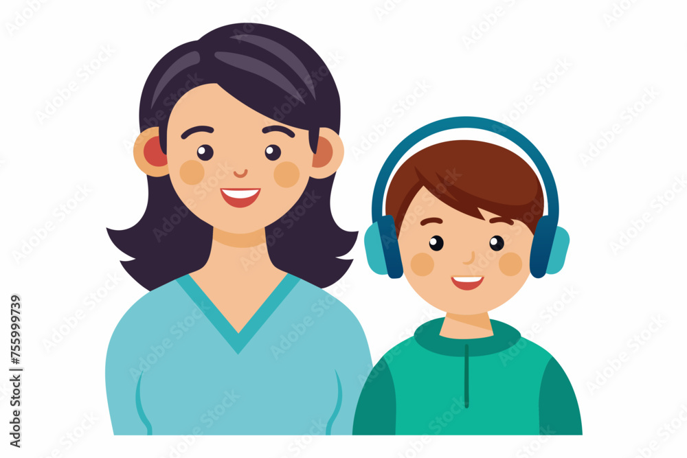 best mom and son carton with headphone artwork best mom and son carton with headphone artwork