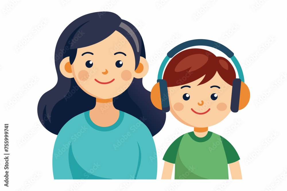 best mom and son carton with headphone artwork best mom and son carton with headphone artwork