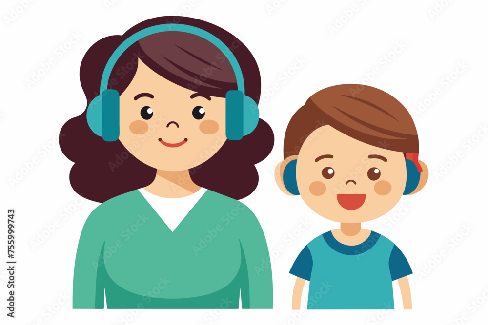 best mom and son carton with headphone artwork best mom and son carton with headphone artwork