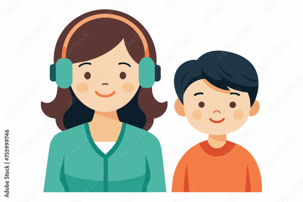 best mom and son carton with headphone artwork best mom and son carton with headphone artwork