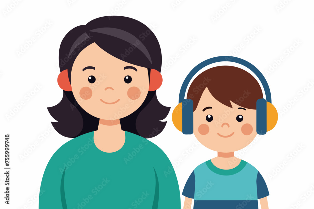 best mom and son carton with headphone artwork best mom and son carton with headphone artwork