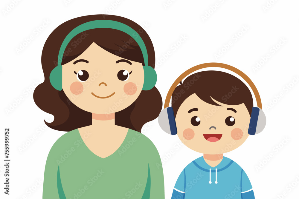 best mom and son carton with headphone artwork best mom and son carton with headphone artwork
