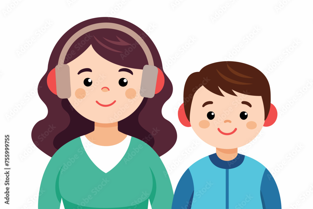 best mom and son carton with headphone artwork best mom and son carton with headphone artwork