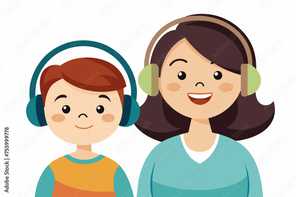 best mom and son carton with headphone artwork best mom and son carton with headphone artwork
