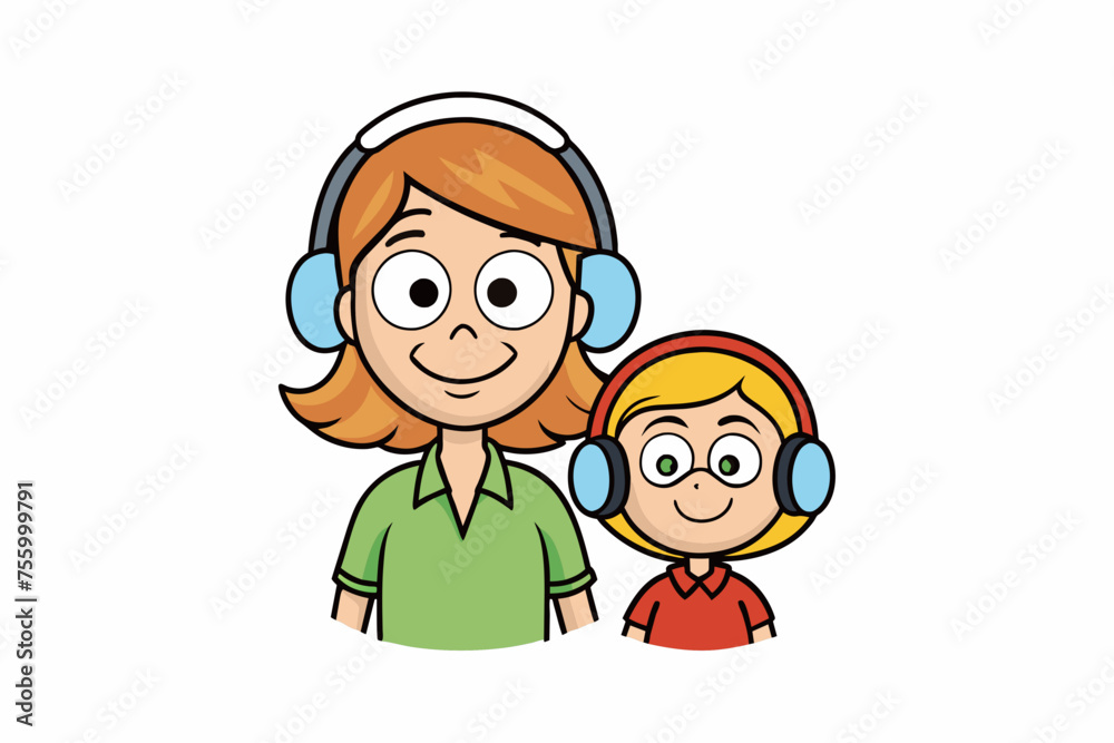 best mom and son carton with headphone artwork best mom and son carton with headphone artwork