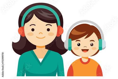best mom and son carton with headphone artwork 