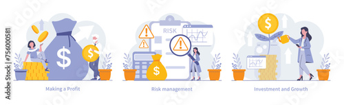 Strategic Management and Finance concept. Flat vector illustration.