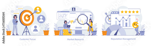 Marketing and customer focus concept. Flat vector illustration.