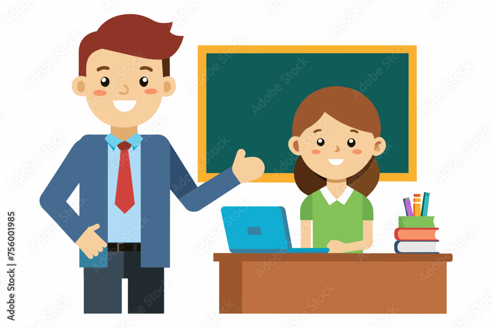 student and teacher carton in classroom artwork student and teacher carton in classroom artwork