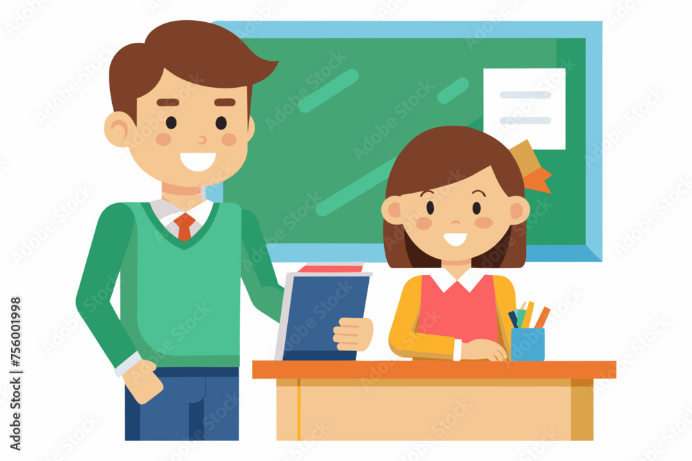 student and teacher carton in classroom artwork student and teacher carton in classroom artwork