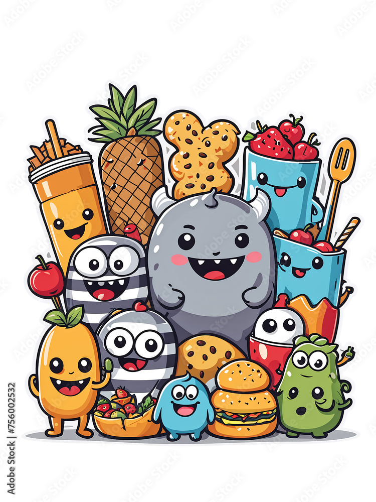 Fototapeta premium Monster food Vector style characters 21