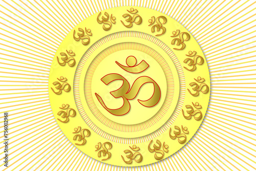 indian hinduism religious symbol golden text Om,aum,or oim meaning adoration to hindu god,popular Hindu mantra,cutout transparent background,png format