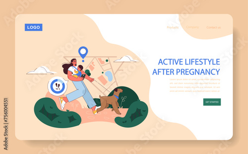 Active Lifestyle After Pregnancy concept.