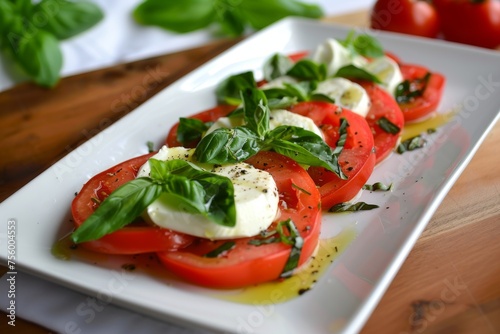 Caprese salad on a white plate