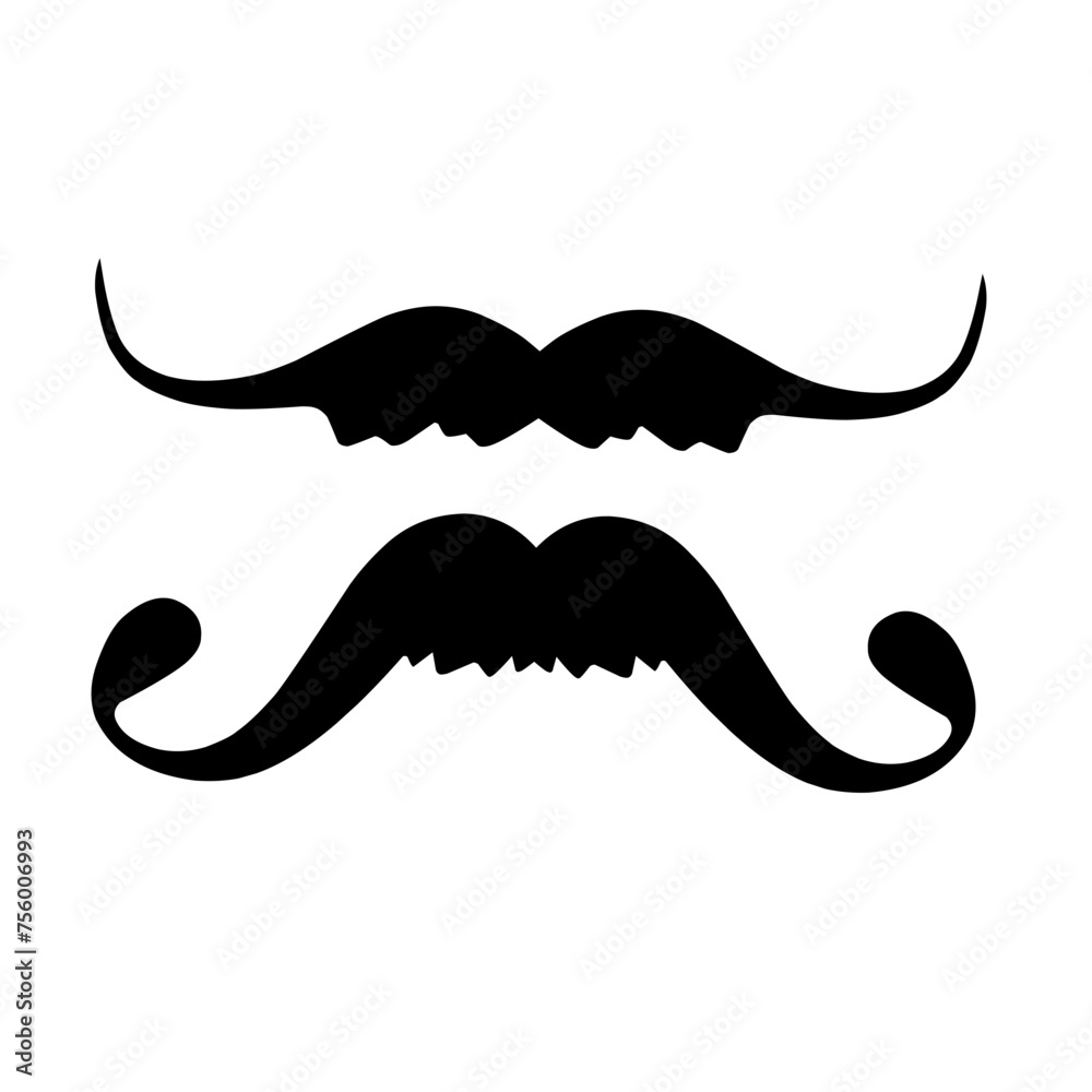 Obraz premium Unique mustache styles for men. Cute vector set in flat cartoon style. For your design, posters, textiles, wedding invitations. Vector illustration.