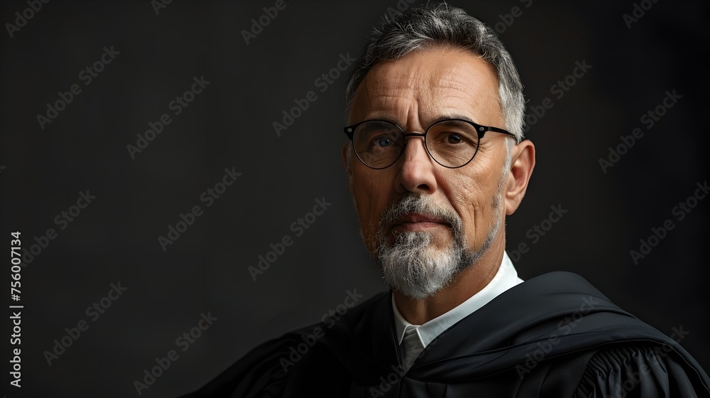 Respected Judge in Robe Posing for Portrait, To convey a sense of respect, authority, and legal professionalism