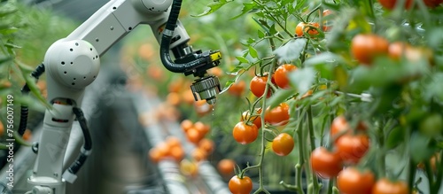Robot Harvesting Tomatoes in a Greenhouse, To showcase the integration of technology and agriculture in modern farming