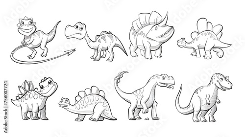 Cute Dinosaurs cartoon Vector illustration for coloring book.